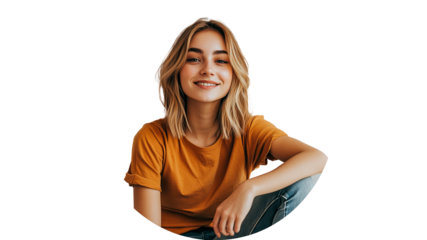 Smiling young woman with casual style in portrait