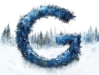 Fototapeta premium winter, font, numbers, snow, icy, frozen, cold, frost, snowflake, holiday, Christmas, festive, chilly, cool, white, blue, ice, frosty, seasonal, arctic, glacier, snowfall, elegant, decorative, crisp, 