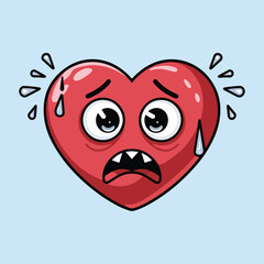 Obraz premium Heart Vector with a Scared Expression for Dramatic and Expressive Designs