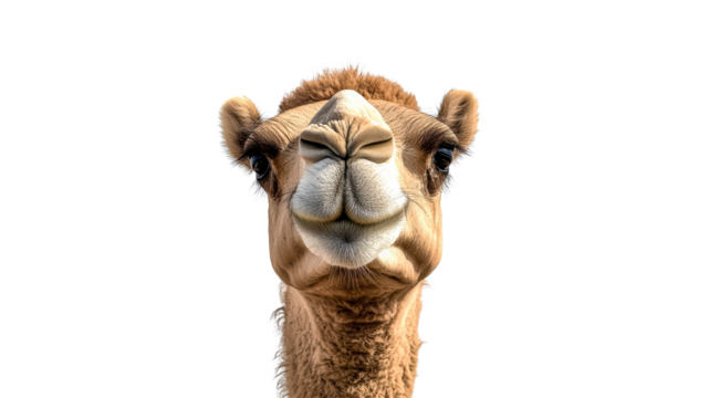 Camel with distinctive features posing brightly