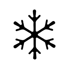 Stylized Black Snowflake Icon on White Backdrop