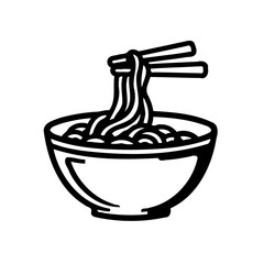 Noodle bowl with chopsticks simple black icon