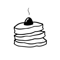 Stack of Pancakes Topped with Fruit Drawing