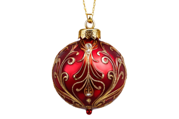 Elegant red ornament with intricate gold design