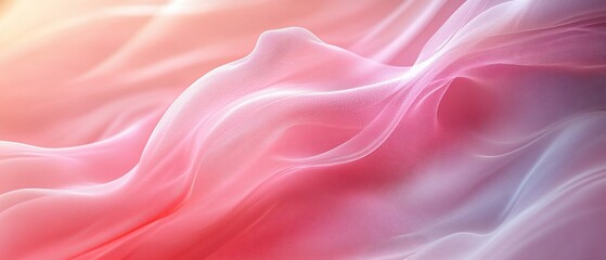 Obraz premium Flowing pink and white abstract shapes with a light orange background