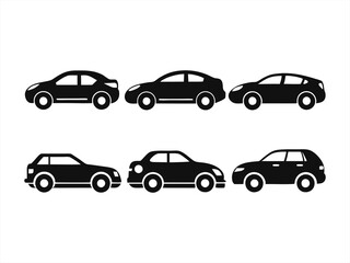 car icon set black silhouette vector