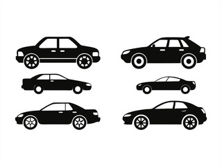 car icon set black silhouette vector