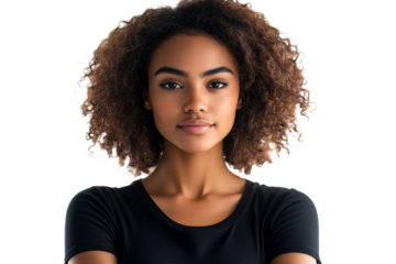 Young woman with curly hair and fair skin