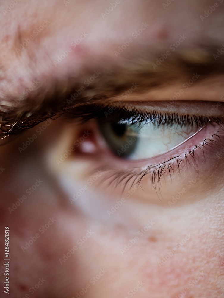 Poster Closeup of a human eye capturing detailed textures and emotions with focus on iris and eyelashes : Generative AI