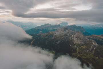 High angle view of Dolomites mountains