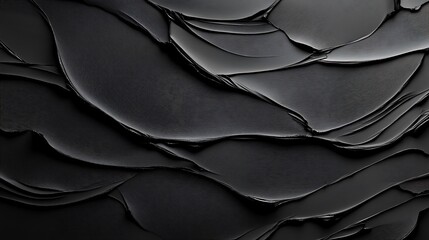 Obraz premium Abstract Black Impasto Texture: A Dark, Textured Digital Painting AI Generated