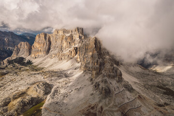 High angle view of Dolomites mountains
