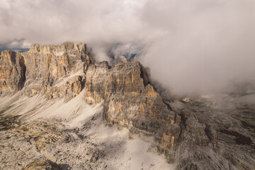 High angle view of Dolomites mountains