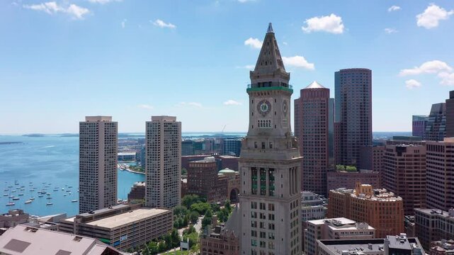 Close-Up Aerial View of Boston&rsquo;s Custom House Tower