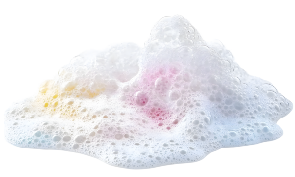 Soap foam, colorful bubbles isolated on white, clipping path