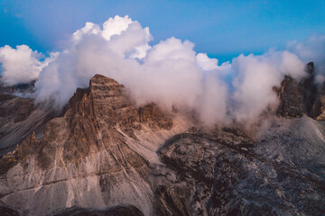 High angle view of Dolomites mountains
