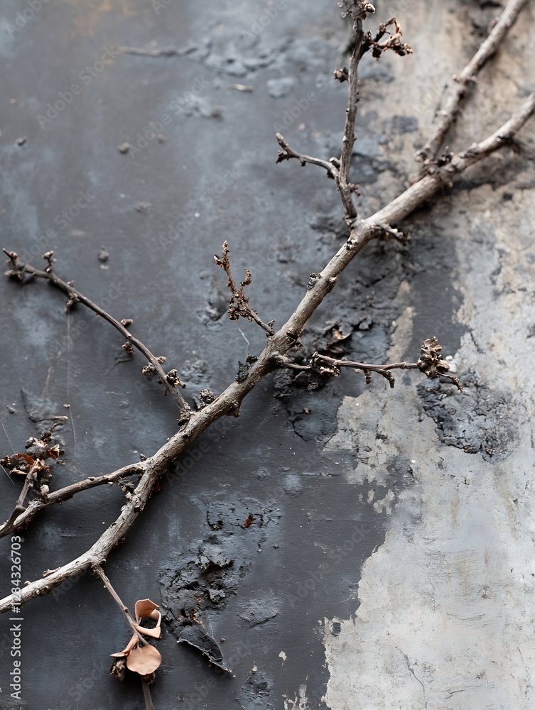 Aufkleber a series of dry twigs and branches arranged on a rustic backdrop showcasing natural decor elements :