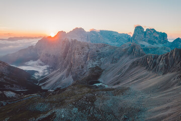 High angle view of Dolomites mountains