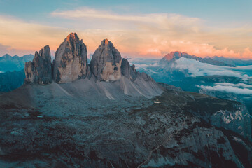 Fototapeta premium High angle view of Dolomites mountains