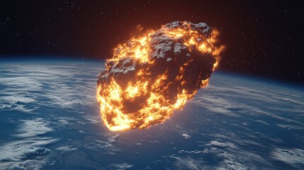 Asteroid Impact Over Earth