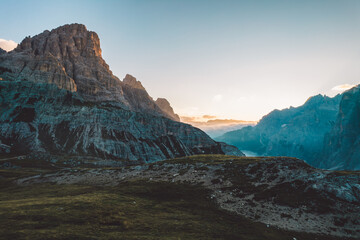 High angle view of Dolomites mountains