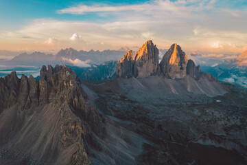 High angle view of Dolomites mountains