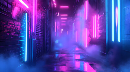 futuristic neon lights alley