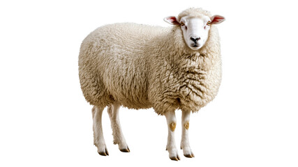 Fluffy sheep standing in a bright space at midday
