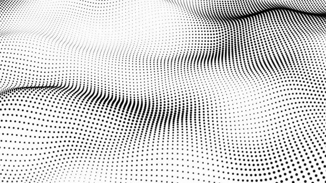 Abstract and technology dots wave background. Dot pattern with halftone effect. Abstract wave technology white background with black color digital Dot background animation.
