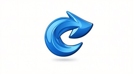 Obraz premium Dynamic 3D Render: Shiny Blue Circular Arrow Icon AI Generated