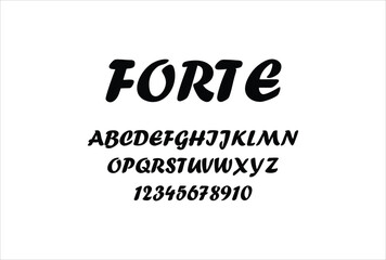 Forte font for logo and headline. Isolated vector typeset