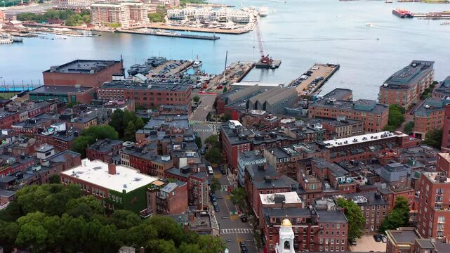 Aerial View of the End of Hanover Street in Boston&rsquo;s North End