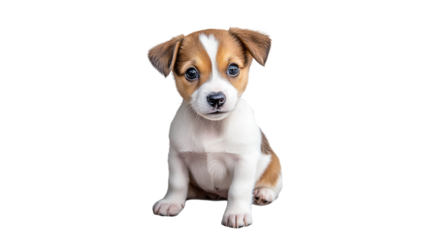 Cute puppy sitting with curious expression
