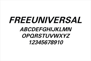 Free Universal font for logo and headline. Isolated vector typeset