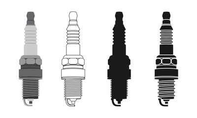 spark plug icon set vector illustration isolated on white background.