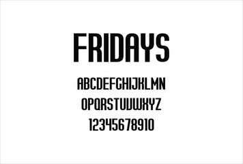Fridays font for logo and headline. Isolated vector typeset