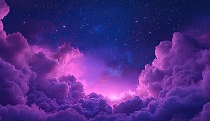 Deep cosmic space containing a vibrant purple nebula and shimmering stars