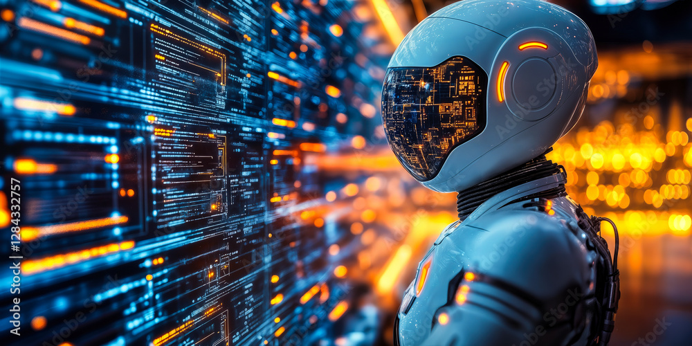Poster ai-driven automation in consumer technology: personalized security systems with futuristic interface