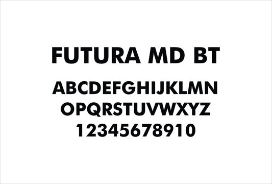 Futura Md BT font for logo and headline. Isolated vector typeset