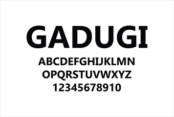 Gadugi font for logo and headline. Isolated vector typeset