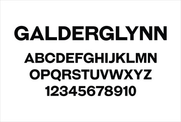 Galderglynn font for logo and headline. Isolated vector typeset