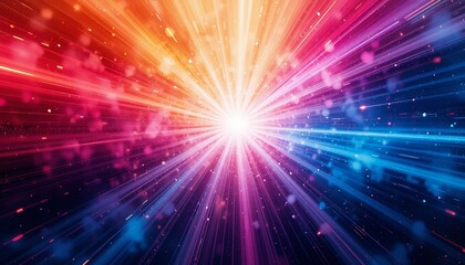 Obraz premium Dynamic light burst abstract space digital art vibrant colors wide angle energy concept