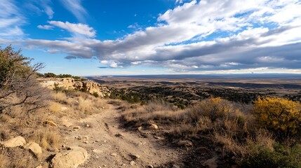 Breathtaking mountainous landscape with clouds over vast fields showcasing natural beauty : Generative AI