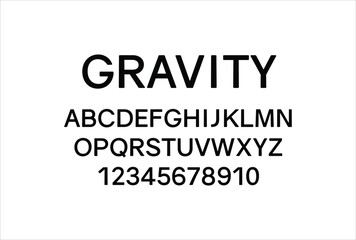 Gravity font for logo and headline. Isolated vector typeset