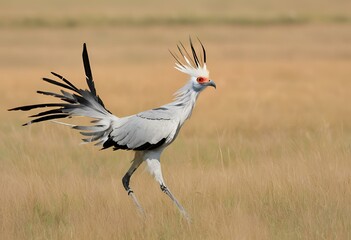 Fototapeta premium White and Black Secretary Bird Striding