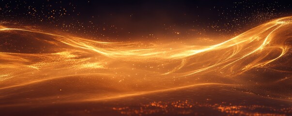 Glowing abstract light waves in motion creating a dreamlike, atmospheric scene