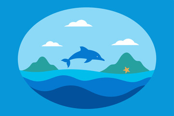 whale in the sea vector illustration