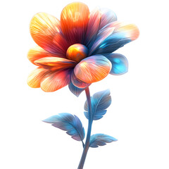 Obraz premium A Fluffy 3D Cartoon Flower with Vibrant Petals Isolated on Transparent Background