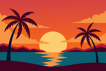 tropical beach with palm trees