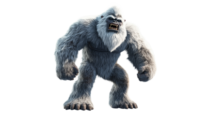 Yeti character standing in a fierce pose